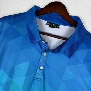 Yatta Golf Mens 3XL Blue Geometric Mosaic Gradient Performance Polo Shirt